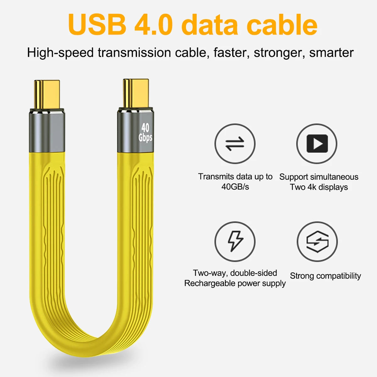 USB 4 Cable 40Gbps USB-C to C 100W PD 8K 60Hz Short 13.8cm USB-C Data Cable Axl