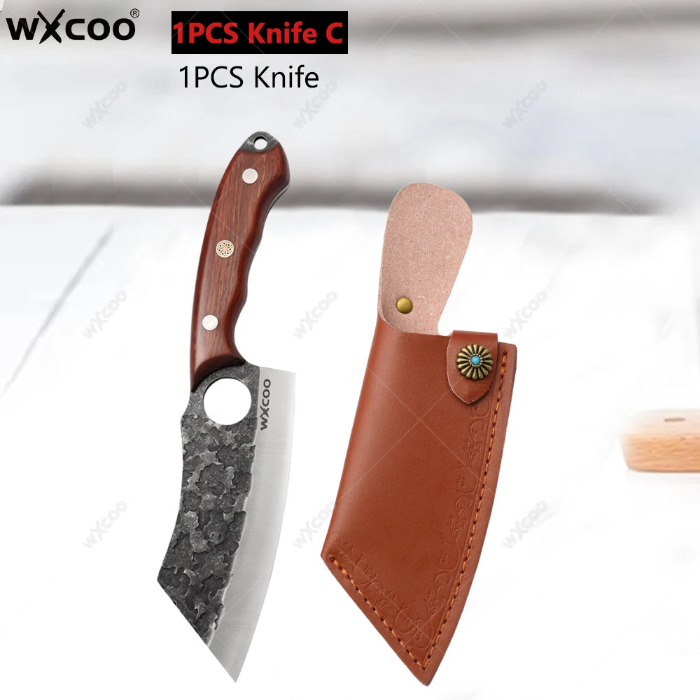 WXCOO Forged Stainless Steel Chef Knife Set with Cover Kitchen Knife Set Axl Knife C