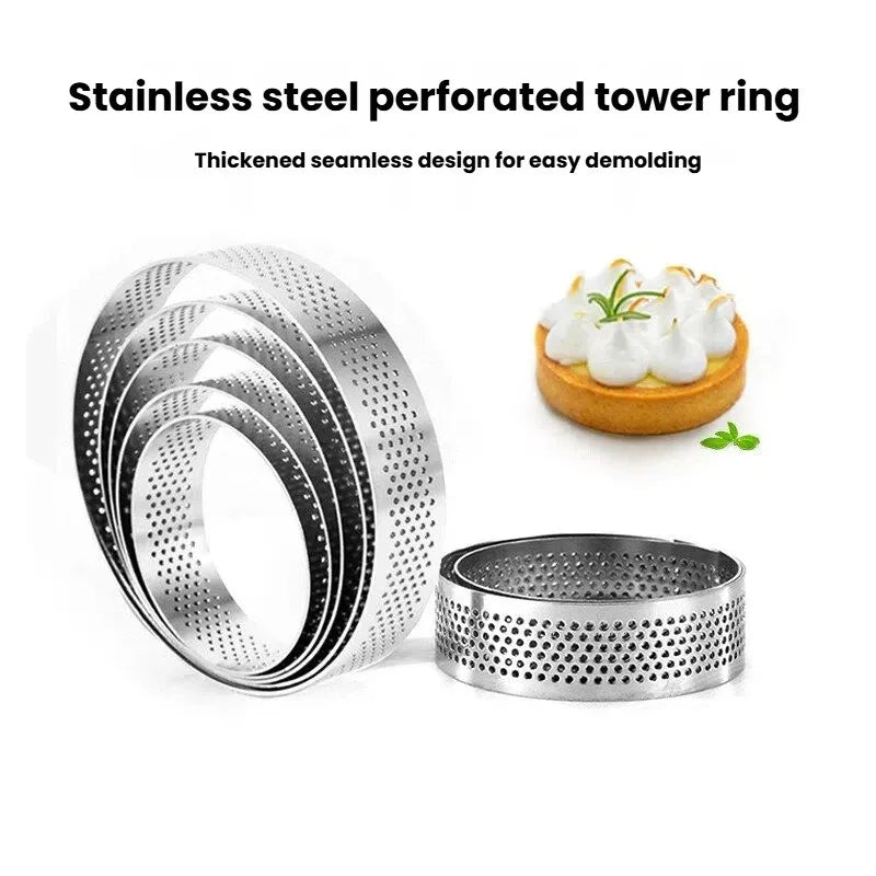Perforated Stainless Steel Tart Ring | French Flan Baking Mold Tart Baking Mold Axl