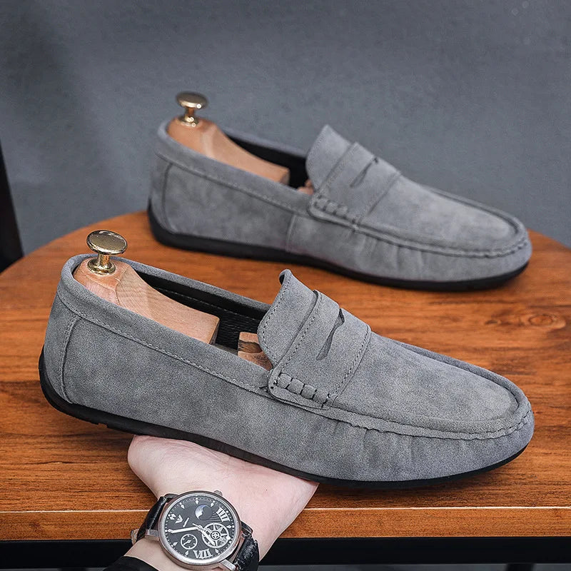 YBQJOO Men's Leather Moccasin Loafers | Lightweight Slip-On Shoes Men's Leather Loafers Axl