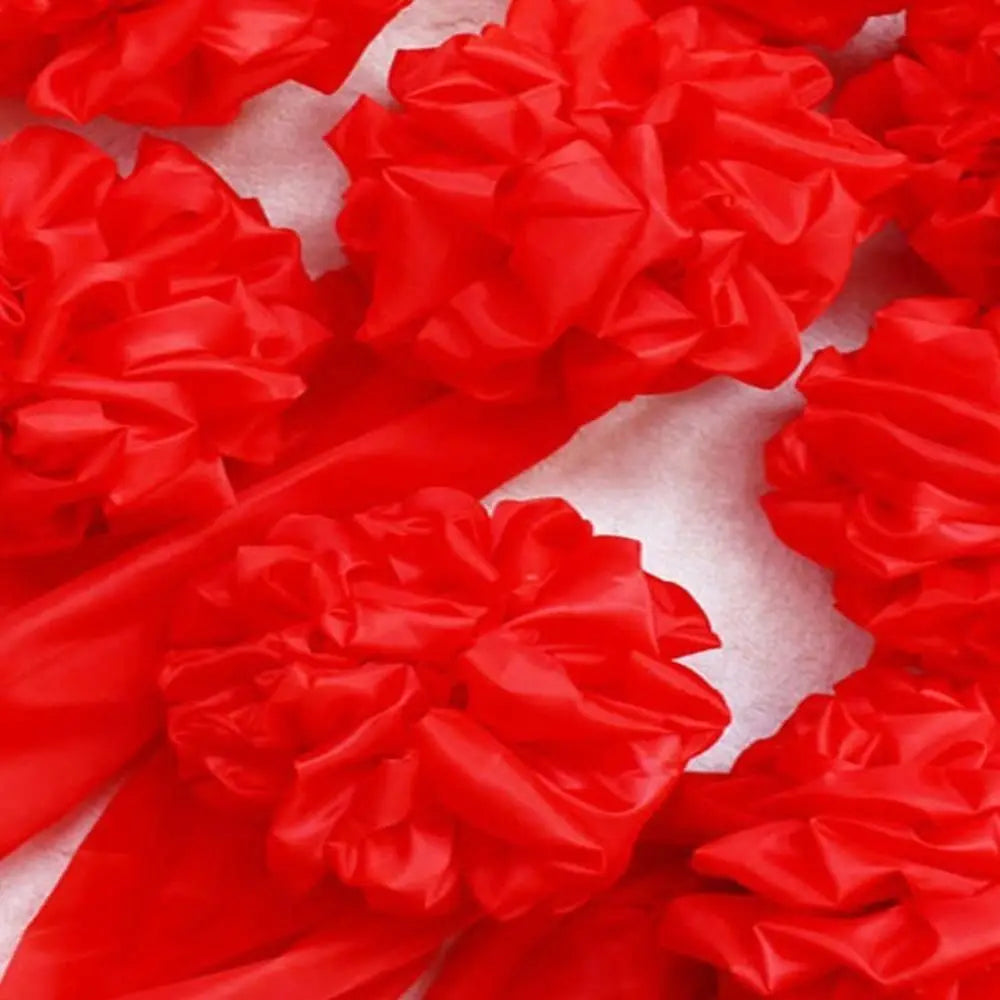 Red Satin Flower Ball with Ribbon – Wedding & Ceremony Decor Ceremony Flower Ball Axl