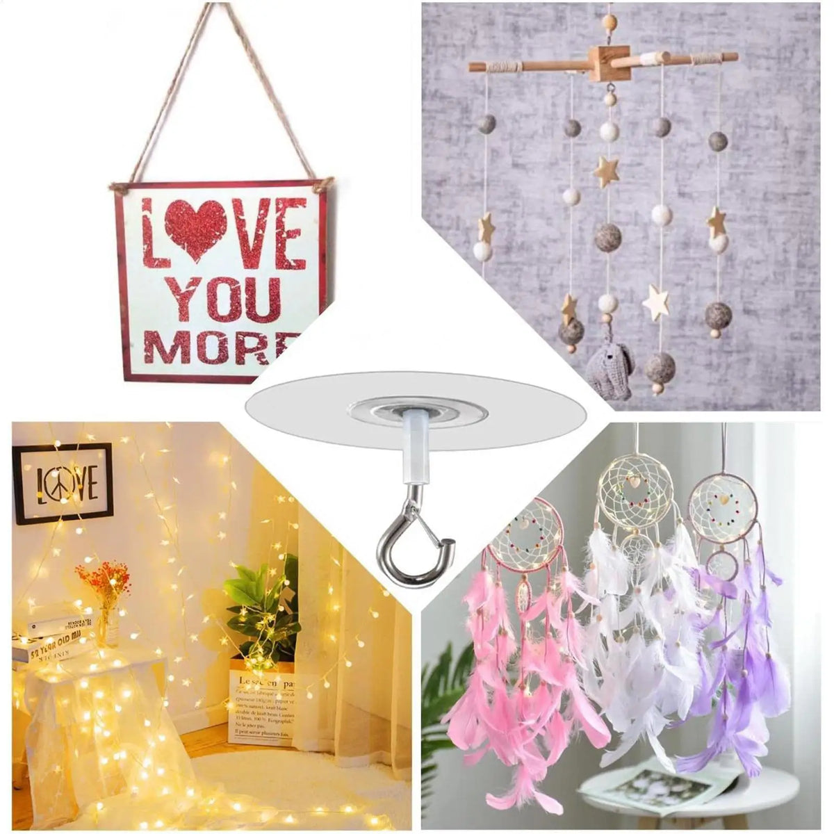 Adhesive Ceiling Hooks – No-Drill Hook for Plants & Lights Adhesive Ceiling Hook Axl