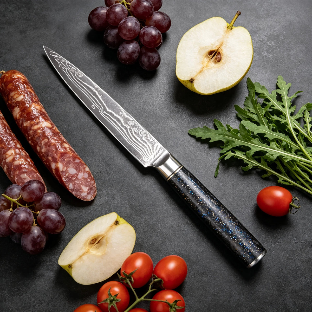 67-Layer Damascus Steel Kitchen Knife – Utility & Slicing Damascus Kitchen Knife Axl