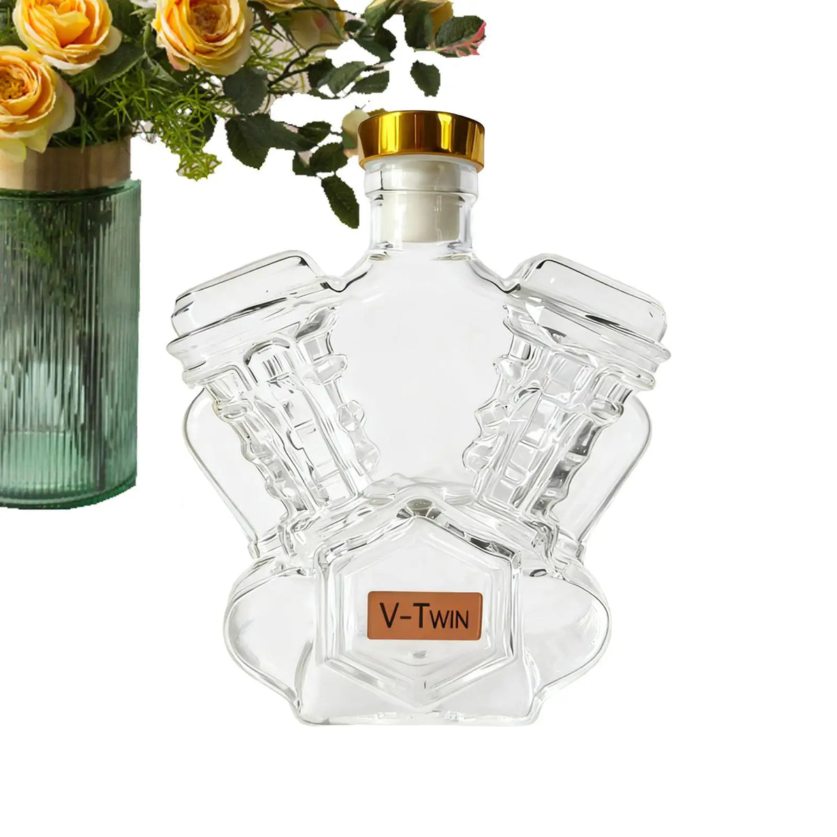 V-Twin Motorcycle Engine Whiskey Decanter | Crystal Glass Whiskey Decanter Axl
