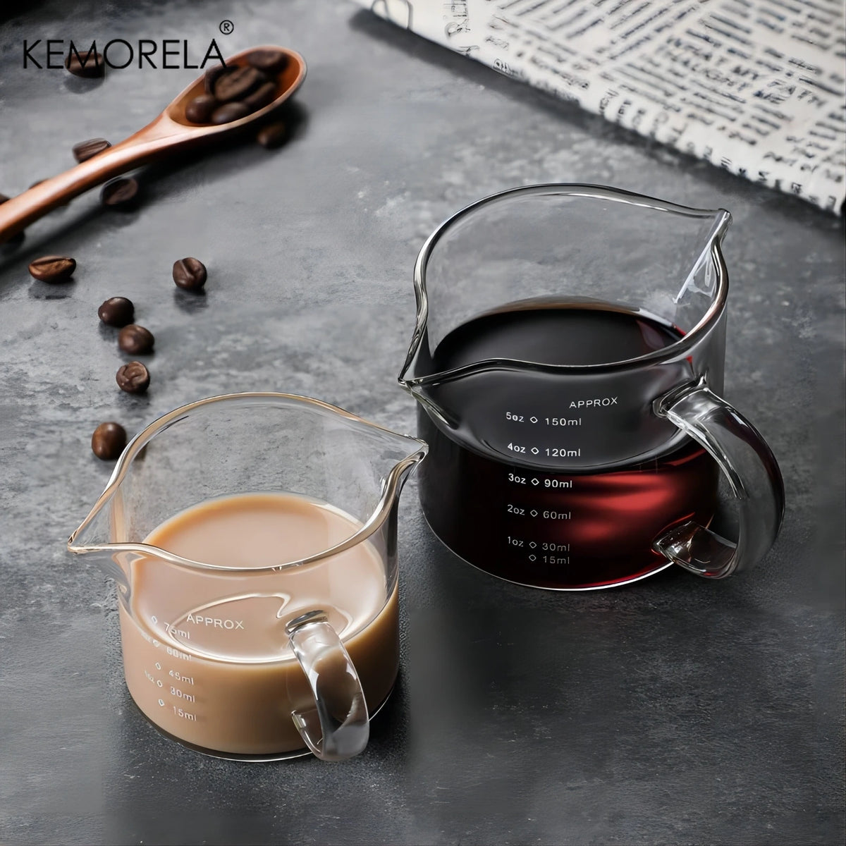 Glass Measuring Cup with Handle – 75ml & 150ml Espresso Cup Glass Measuring Cup Axl