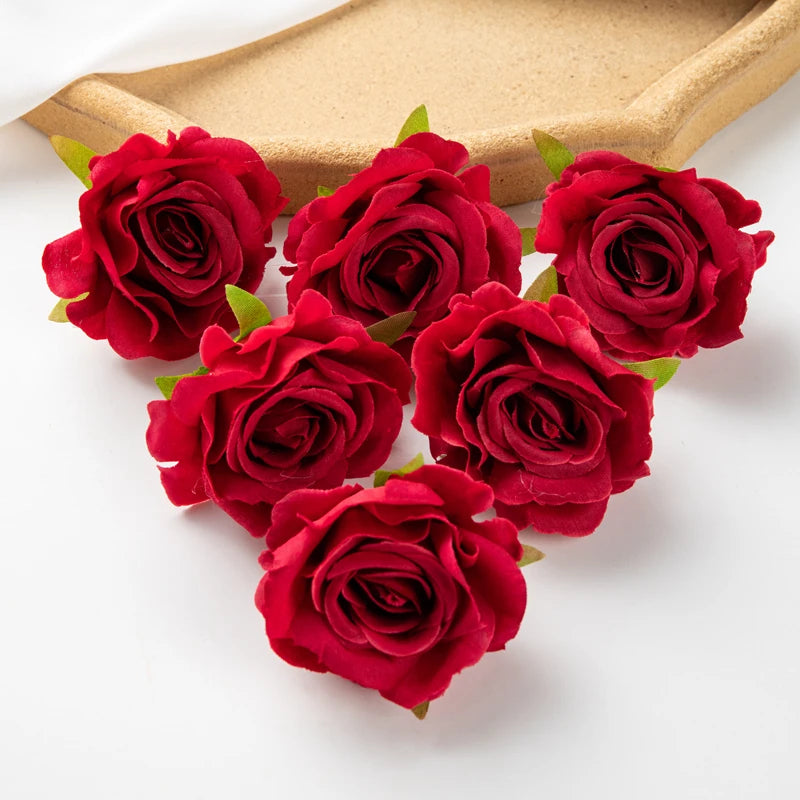 Silk Artificial Rose Heads 5/10 Pcs – Wedding & Home Decor Artificial Silk Flowers Axl color 8 5pcs