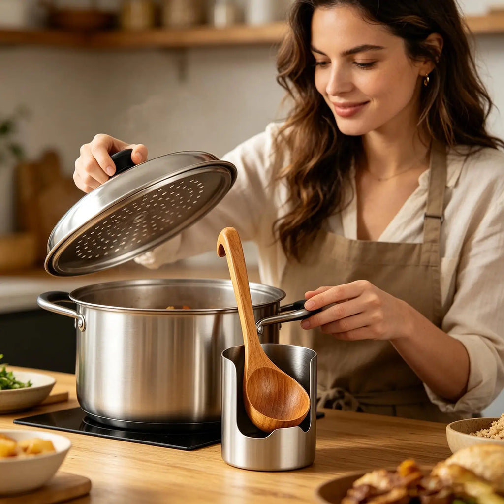 Stainless Steel Pot Lid Holder & Spoon Rest | Kitchen Organizer Kitchen Utensil Holder Axl
