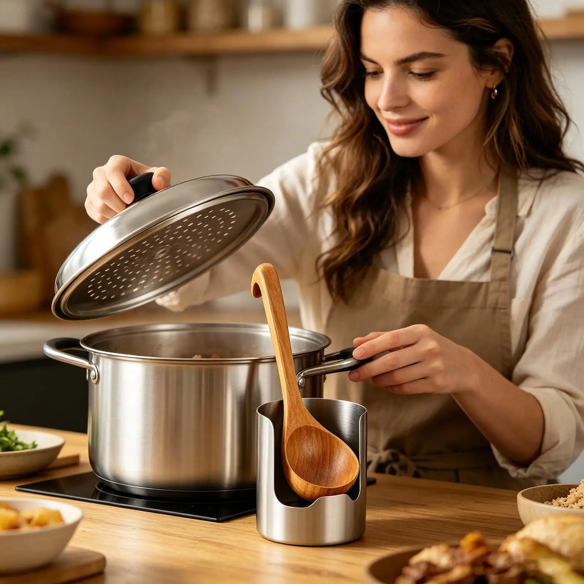 Stainless Steel Pot Lid Holder & Spoon Rest | Kitchen Organizer Kitchen Utensil Holder Axl