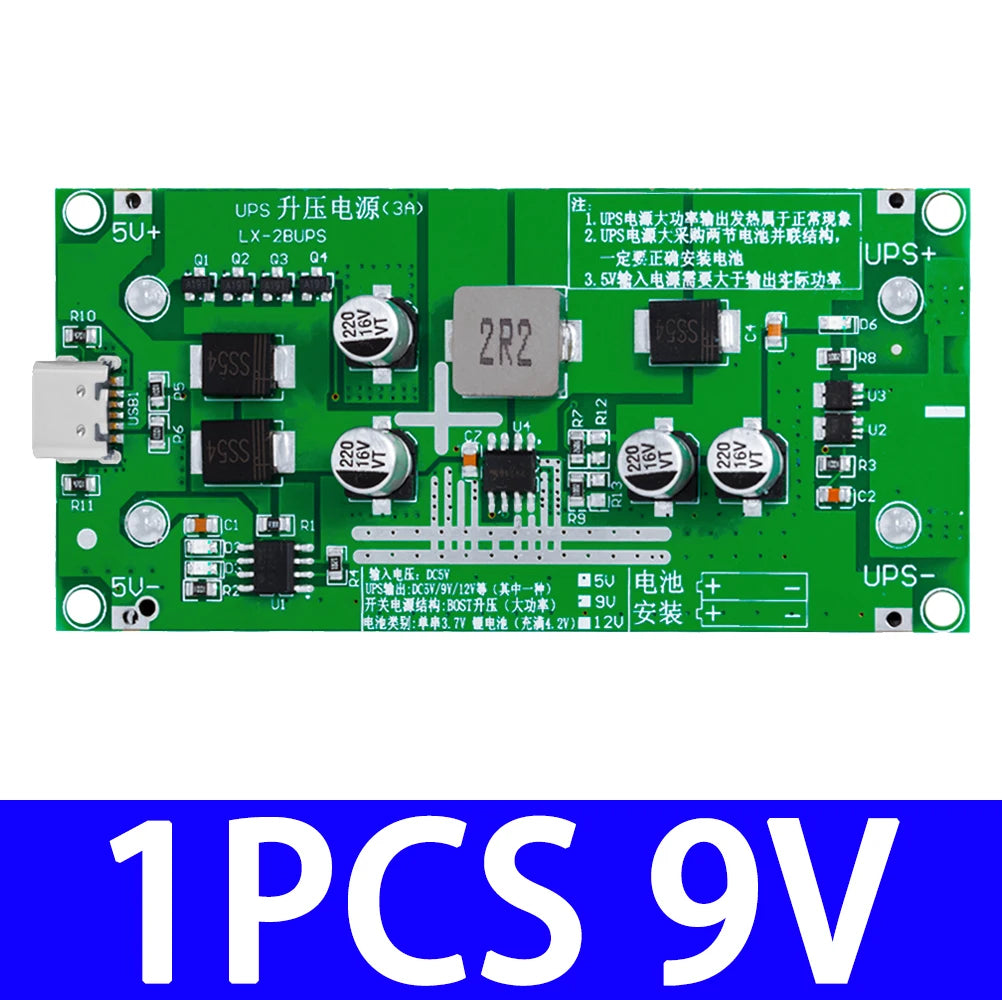 Type-C 15W 18650 Battery Charger Module DC-DC Boost UPS 5V 9V 12V Battery Charger Module Axl 1PCS 9V
