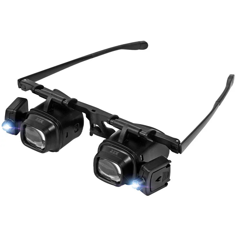 Head-Mounted LED Magnifier Glasses – 24X with Multiple Lenses LED Magnifier Glasses Axl
