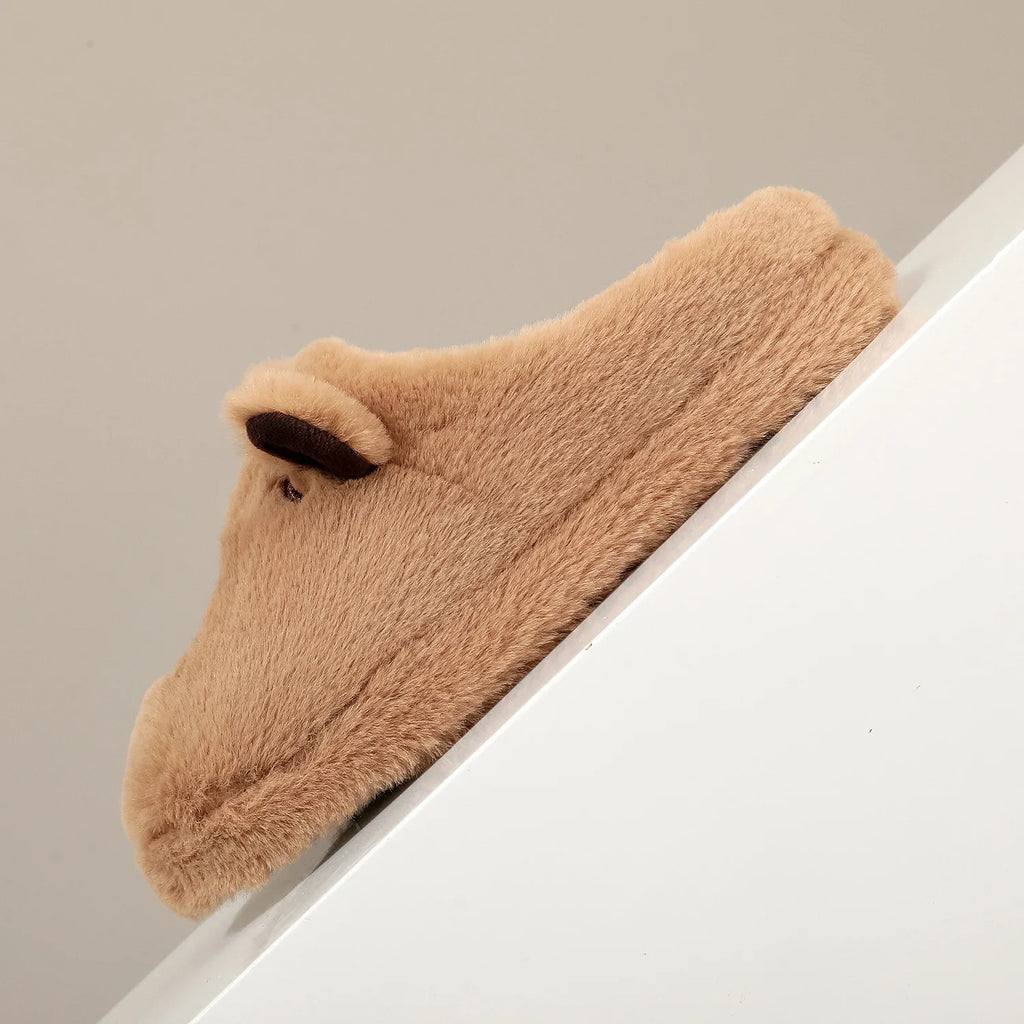 Brown Plush Animal Slippers – Soft Non-Slip Indoor House Shoes Indoor Slippers Axl