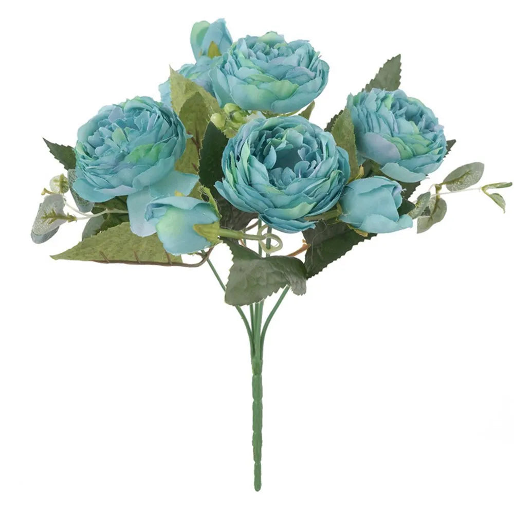 Silk Peony Artificial Flowers 30cm – Wedding & Home Décor Bouquet Artificial Flower Bouquet Axl Blue 1pc