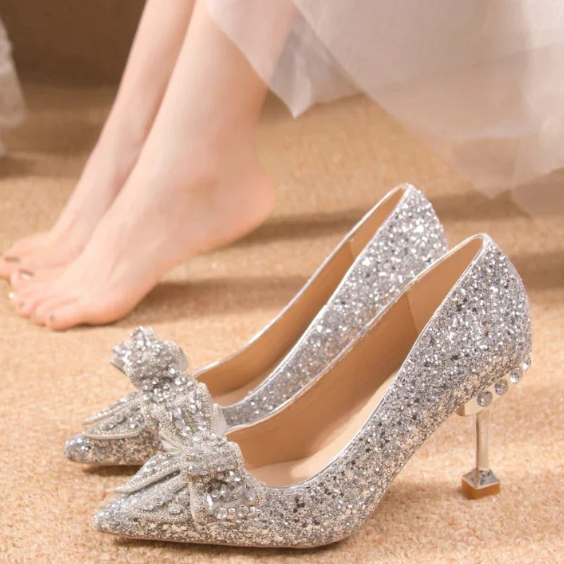 Women's Rhinestone High Heel Pumps | Luxury Wedding Shoes High Heel Pumps Axl