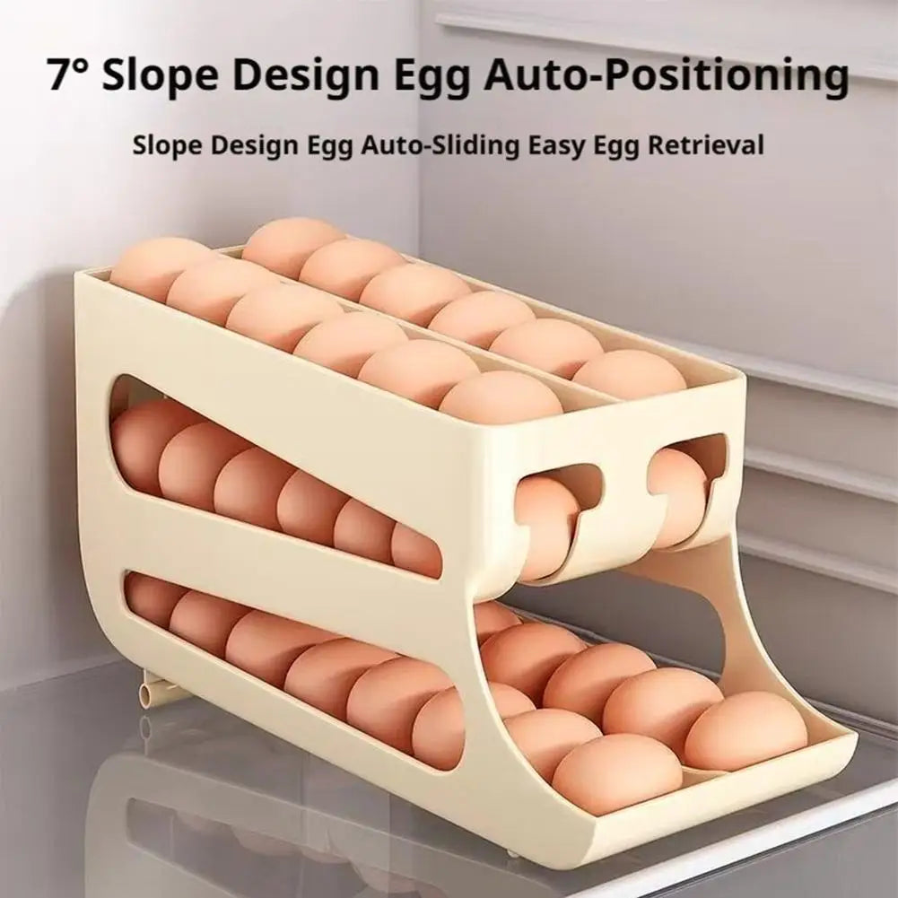 3-Tier Automatic Egg Roller Organizer – Holds 60 Eggs Egg Storage Organizer Axl