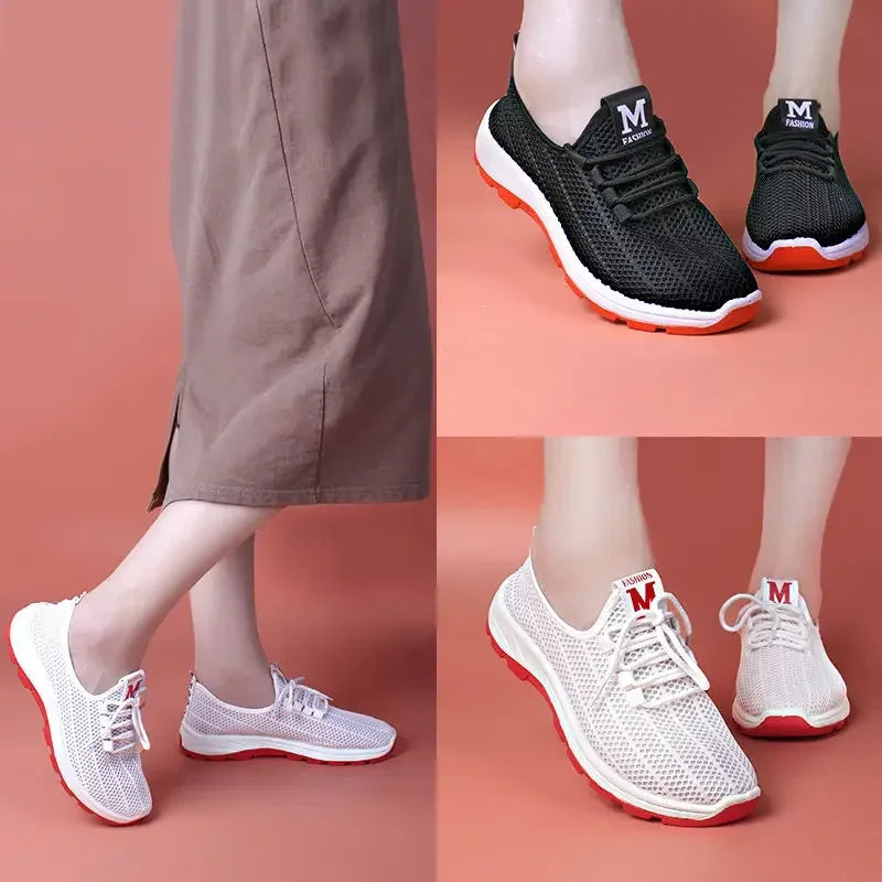 Women's Vulcanized Sneakers – Breathable Mesh Low-Top Shoes Women's Sneakers Axl