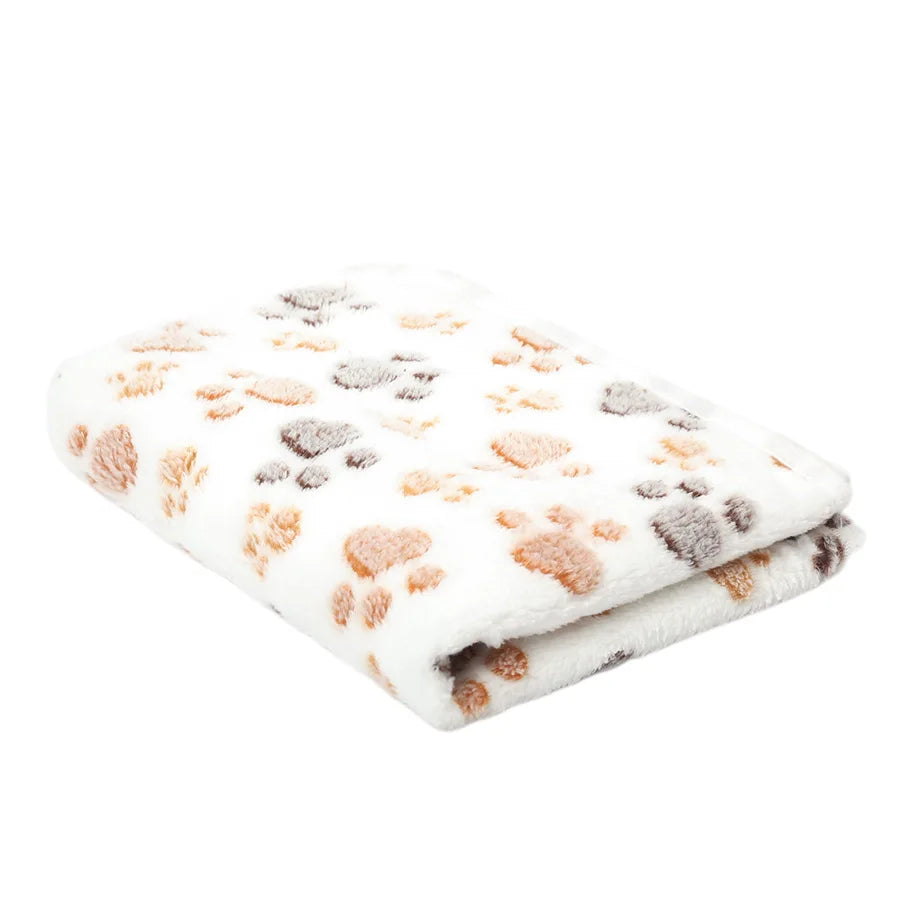Soft Fluffy Pet Blanket – Paws & Elephant Pattern | Cats & Dogs Pet Blanket Mat Axl Beige 52x76cm