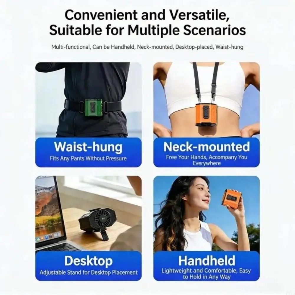 Rechargeable Waist Clip Fan – 100-Speed Wearable Neck & Belt Fan Wearable Clip Fan Axl