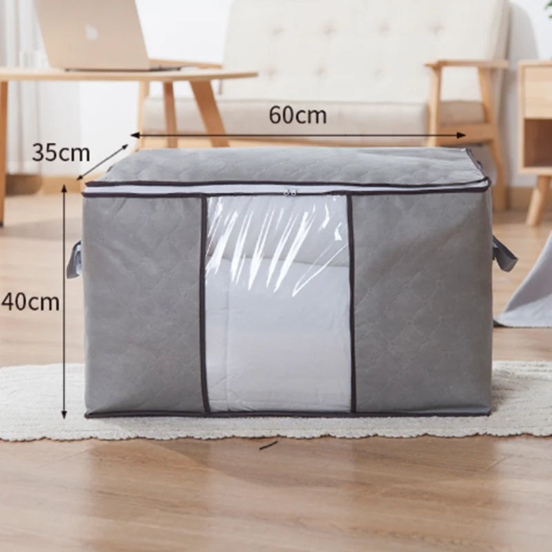 Foldable Quilt & Bedding Storage Bag – Large Non-Woven Organizer Bedding Storage Bag Axl Grey 1pcs