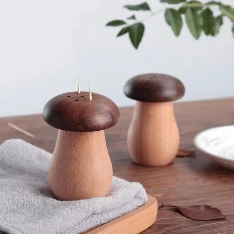 Solid Wood Mushroom Toothpick Holder – Retro Home Decor Toothpick Holder Axl