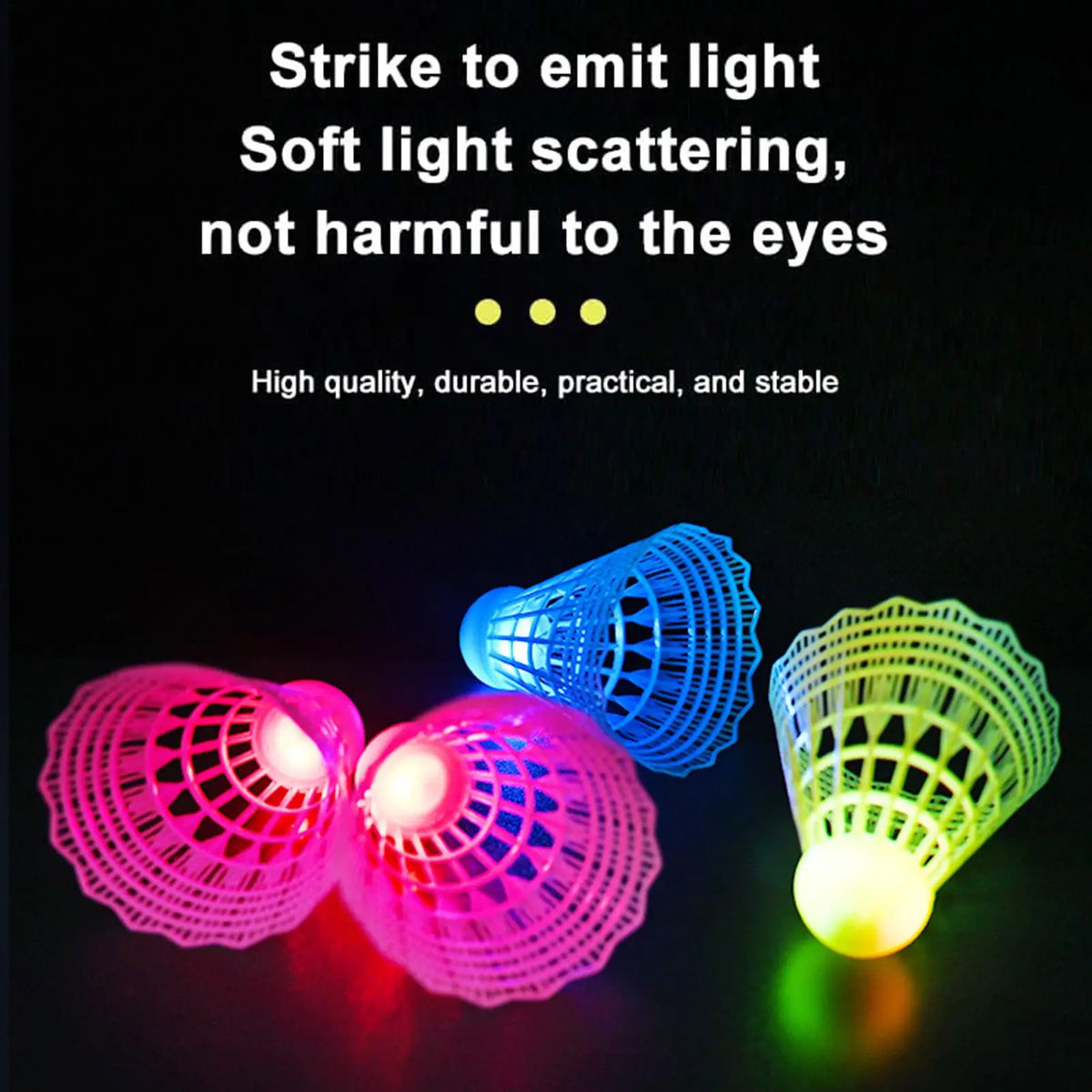 3-Pack Glow in the Dark LED Badminton Shuttlecocks | Nylon Set LED Shuttlecock Set Axl