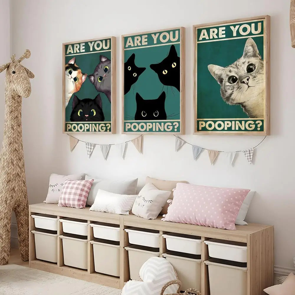 Are You Pooping Cat Poster – Minimalist Wall Art Sticker Wall Art Sticker Axl