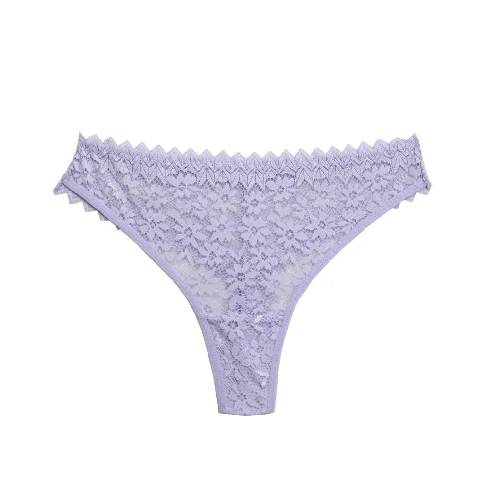 Women's Lace Floral Cotton Briefs – Seamless Low-Rise Panties Women's Briefs Axl Purple M 1pc-1pc-