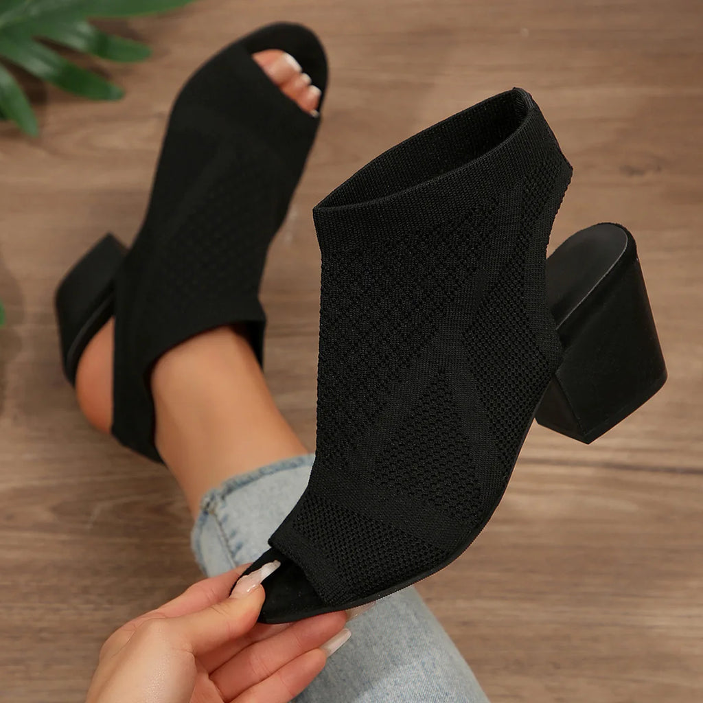 Women's Chunky Heel Gladiator Sandals – Open Toe Buckle Strap Gladiator Sandals Axl black-3 40