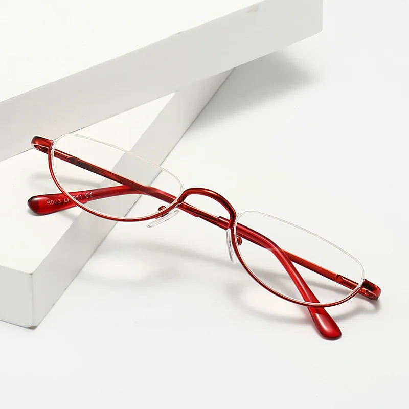 Half Moon Reading Glasses for Women – HD Metal Frame Readers Reading Glasses Axl