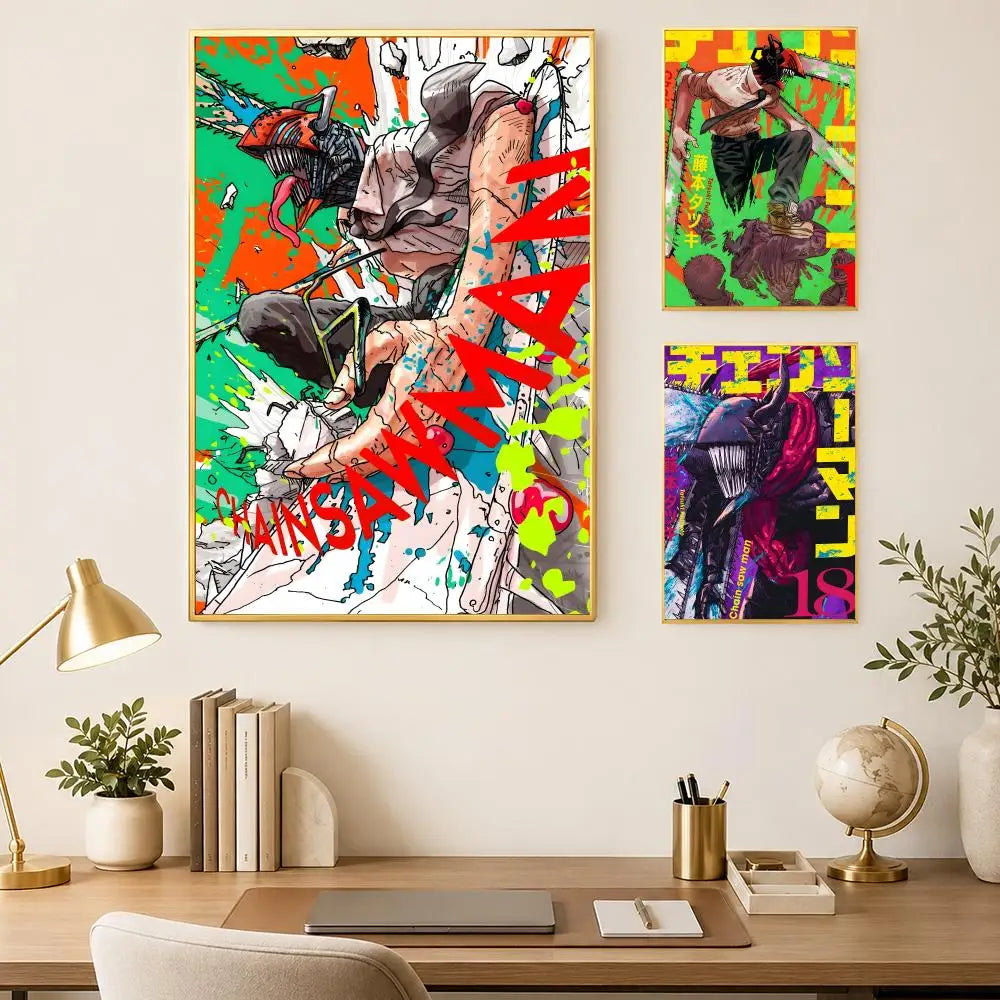 Makima Chainsaw Man Self-Stick HD PVC Wall Art Poster Anime Wall Poster Axl