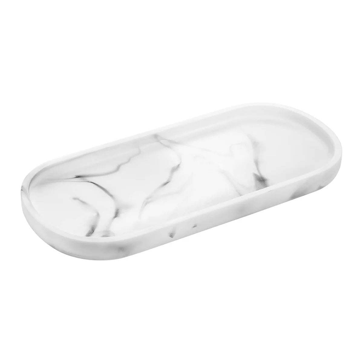 Oval Silicone Soap Dispenser Tray – 9.8" Bathroom Vanity Tray Bathroom Vanity Tray Axl WHITE