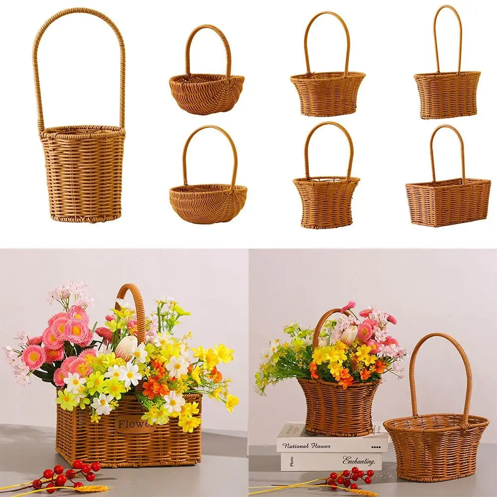 Rattan-Style Woven Storage Basket with Handle | Home Décor Woven Storage Basket Axl