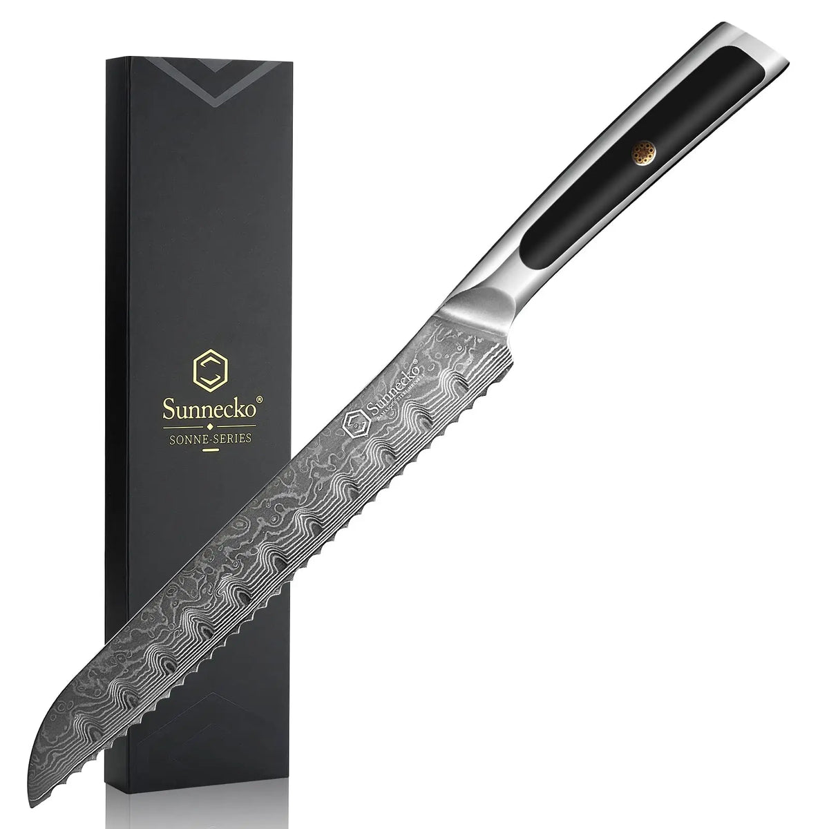 Sunnecko Damascus Chef Knife Set – 67-Layer VG10 Steel, 1–7 Pcs Damascus Knife Set Axl 8 Inch Bread Knife China Mainland