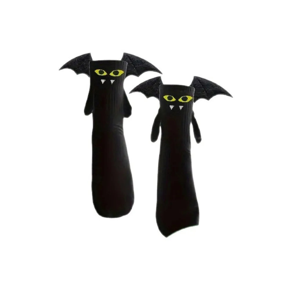 Halloween Bat Magnetic Couple Socks – Cotton Mid-Calf Novelty Novelty Socks Axl Black One Size