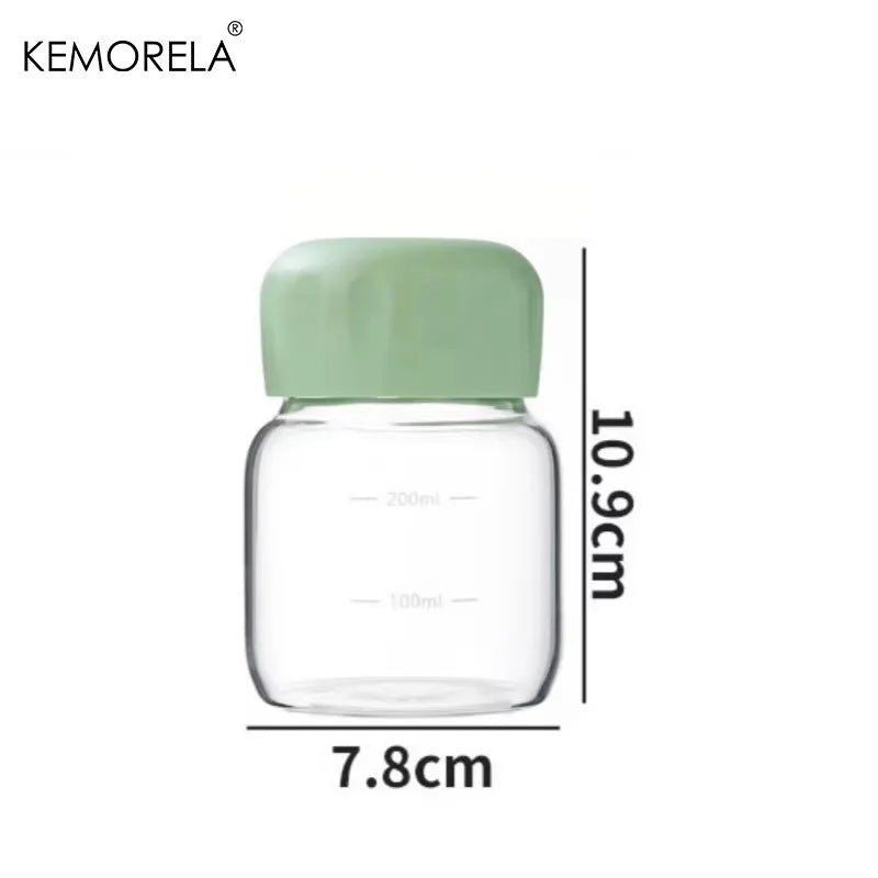KEMORELA 200ml Mini Glass Water Bottle with Leak-Proof Lid Glass Water Bottle Axl