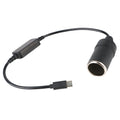 USB Type-C to 12V Cigarette Lighter Socket Adapter | 5V to 12V Car Power Adapter Axl black