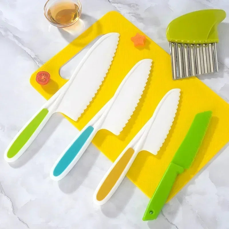 Kids Plastic Kitchen Knife Set – Safe Serrated Cooking Knives Kids Kitchen Knife Set Axl