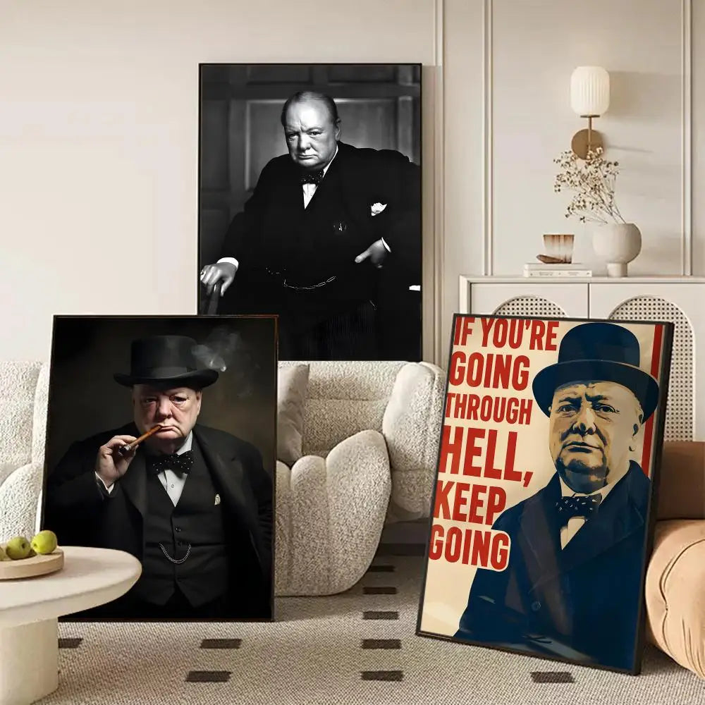Winston Churchill Frameless Canvas Wall Art Poster | Home Décor Canvas Wall Art Axl