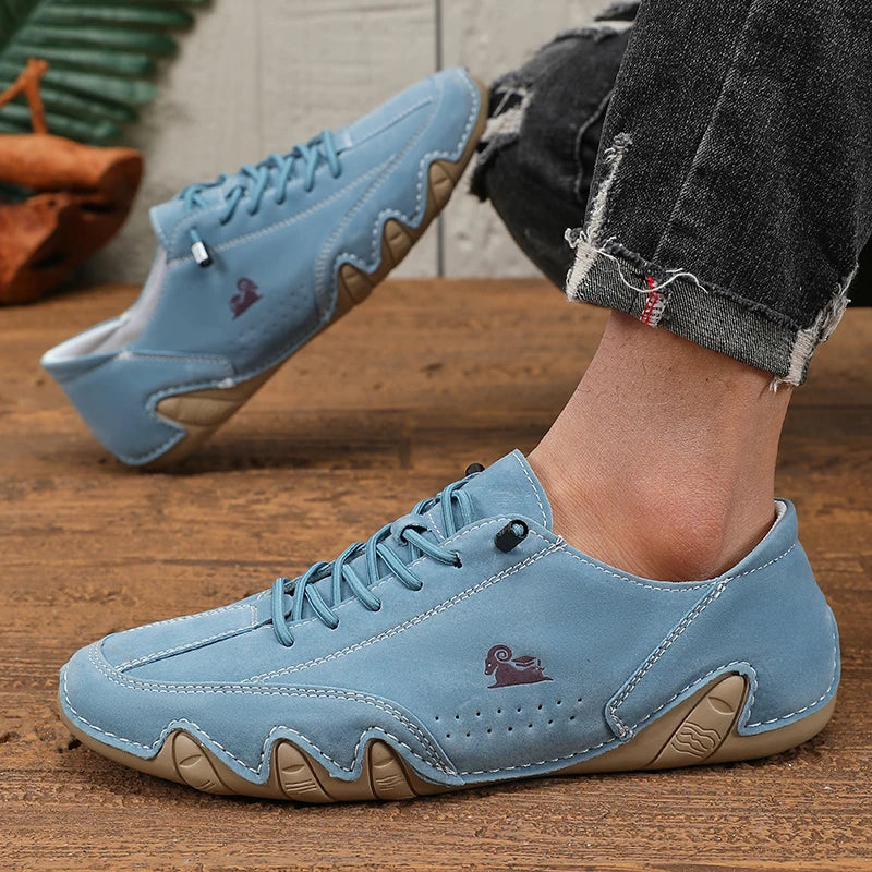 ZULIWAGN Men's Waterproof Anti-Slip Casual Loafers | Lace-Up Men's Casual Loafers Axl Blue 38