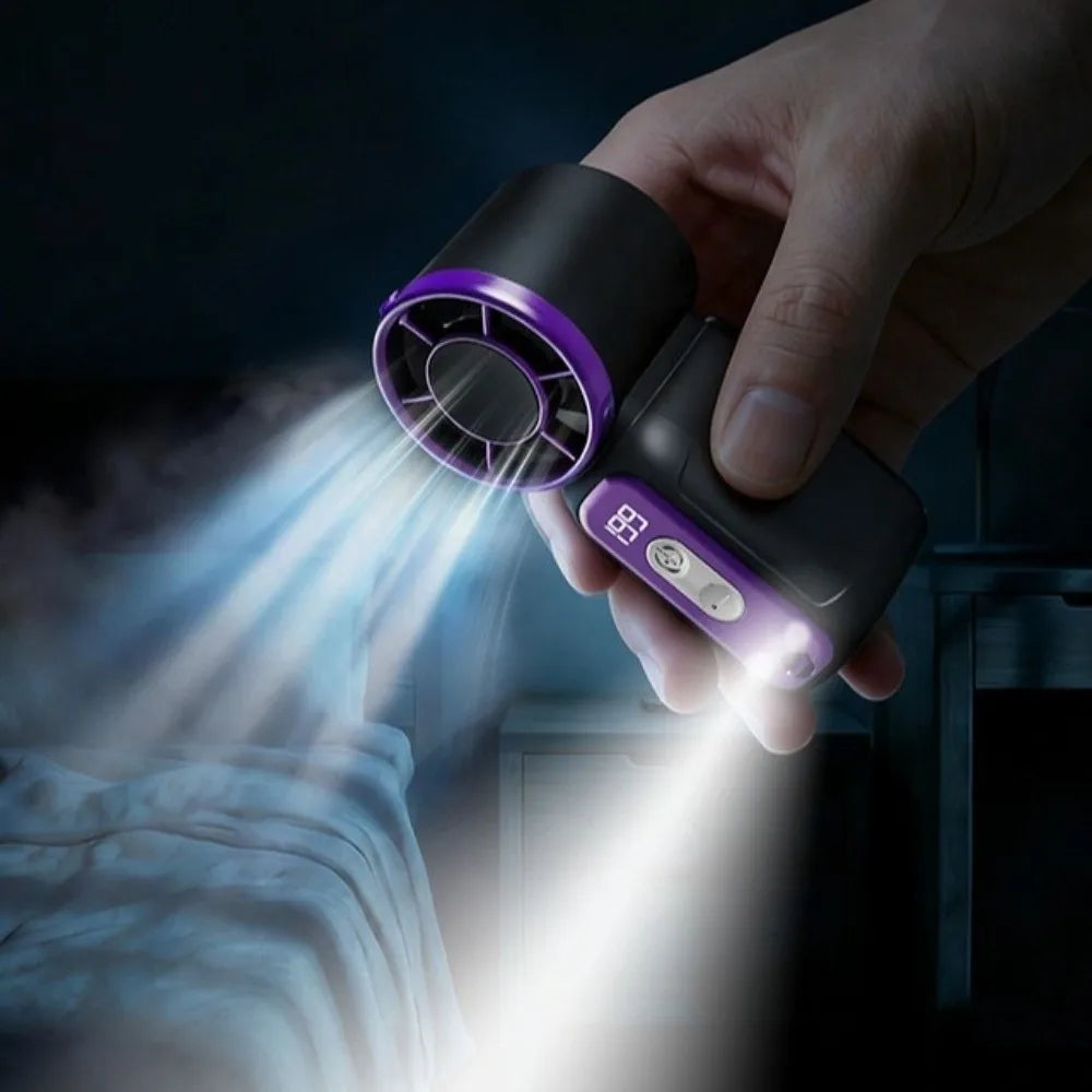 USB Rechargeable Mini Handheld Fan – Digital Display Turbo Portable Handheld Fan Axl