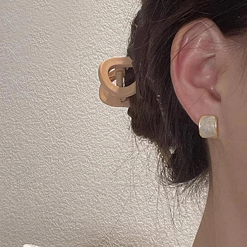 Huitan White Enamel Dainty Stud Earrings for Women | Elegant Stud Earrings Axl