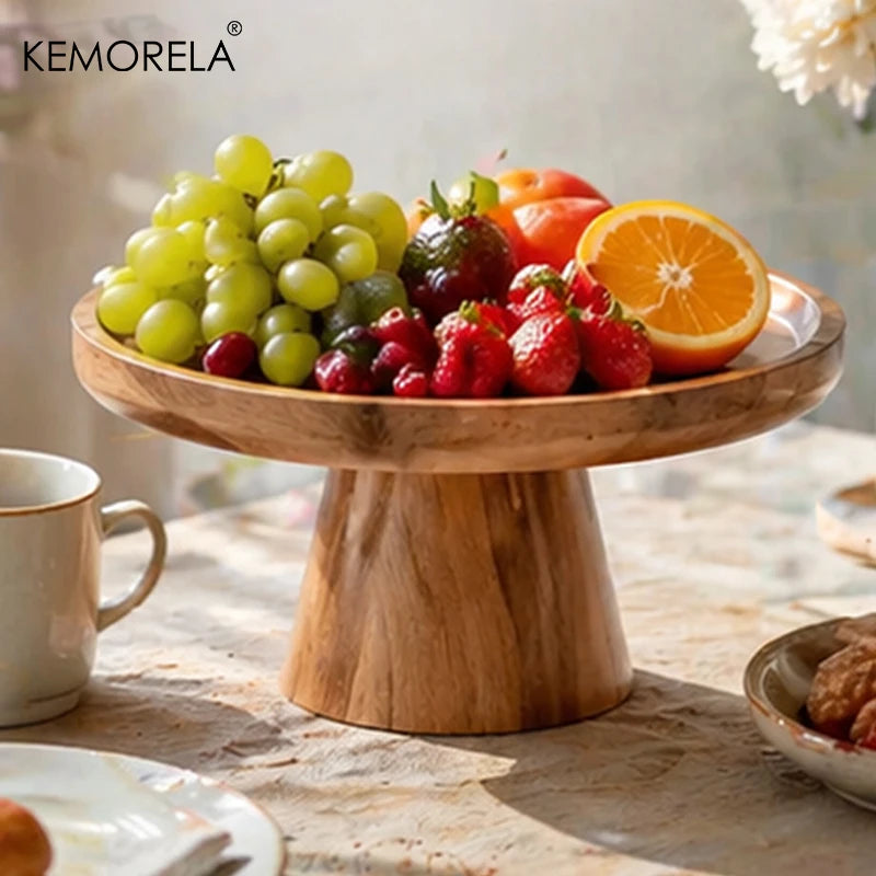 Elevated Wooden Cake & Fruit Serving Tray | Natural Wood Stand Wooden Serving Tray Axl