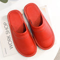 Lorilury Leather Indoor Slippers – Men's Plus Size Up to 48 Indoor Leather Slippers Axl Red CN 39-40