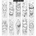 30-Pc Kawaii Summer Beverage DIY Coloring Bookmarks Set DIY Coloring Bookmarks Axl Style 9-30 sheets