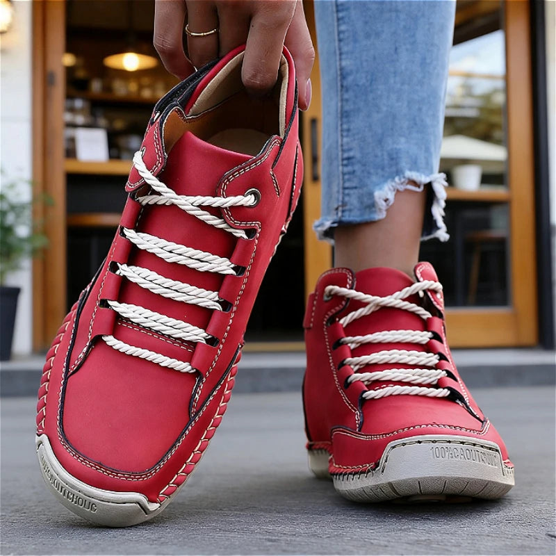 Women's Waterproof Mid-Top Retro Sneaker Boots | ZULIWAGN Mid-Top Sneaker Boots Axl Red 37