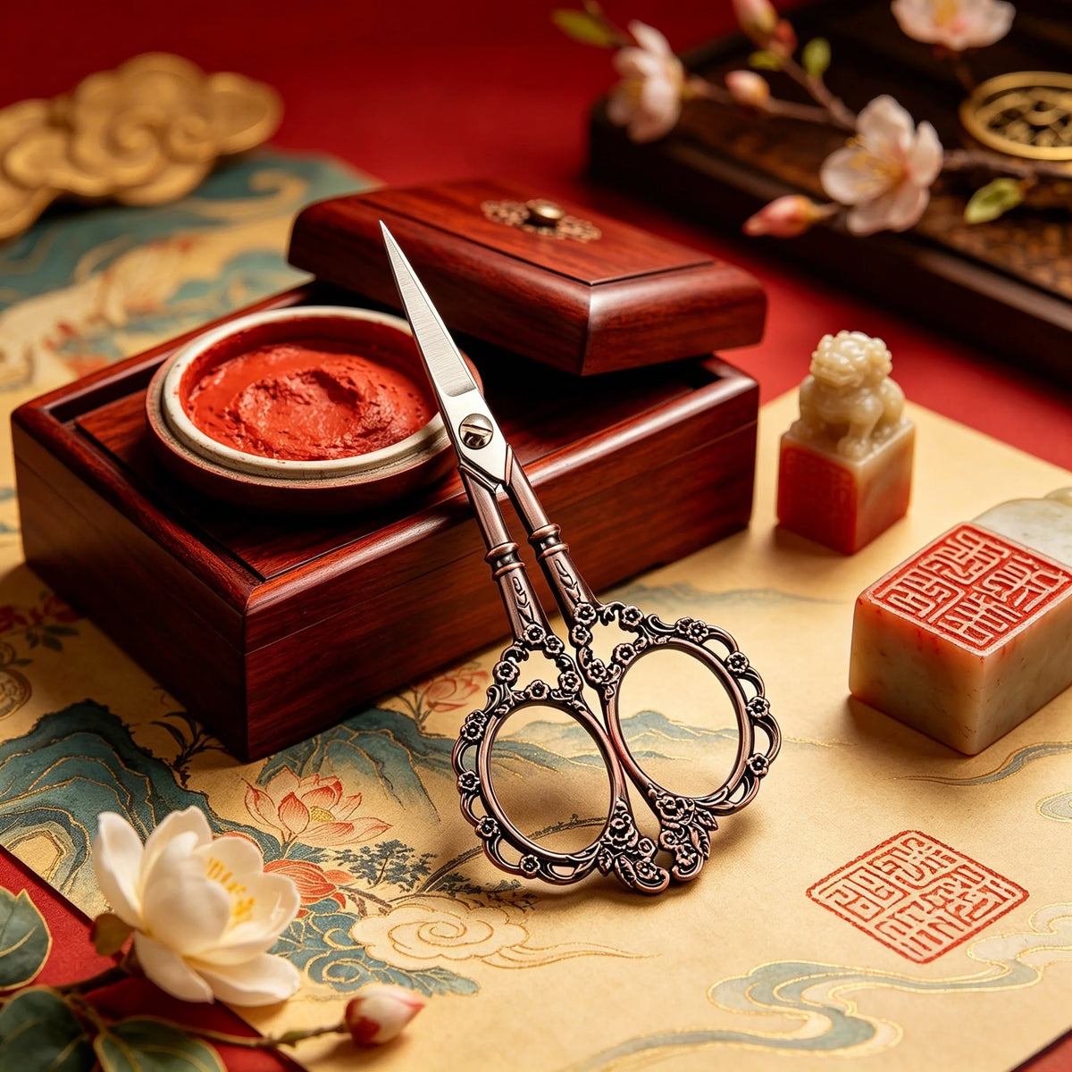 Stainless Steel Craft & Sewing Scissors – Embroidery Tailor Set Craft Scissors Set Axl Scissors-Red copper