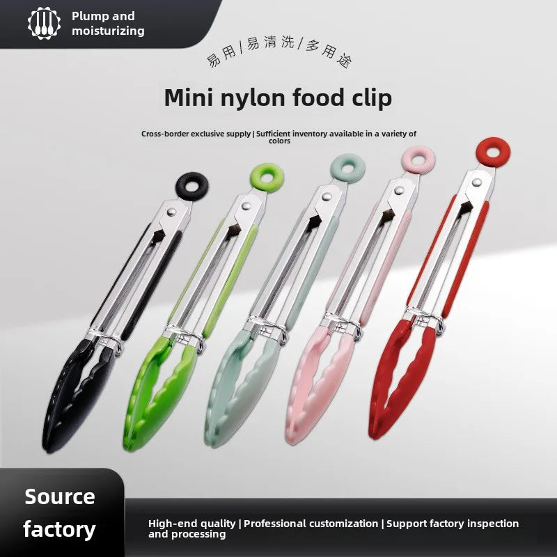 Stainless Steel BBQ Food Tongs – Heat-Resistant Nylon Clip BBQ Cooking Tongs Axl