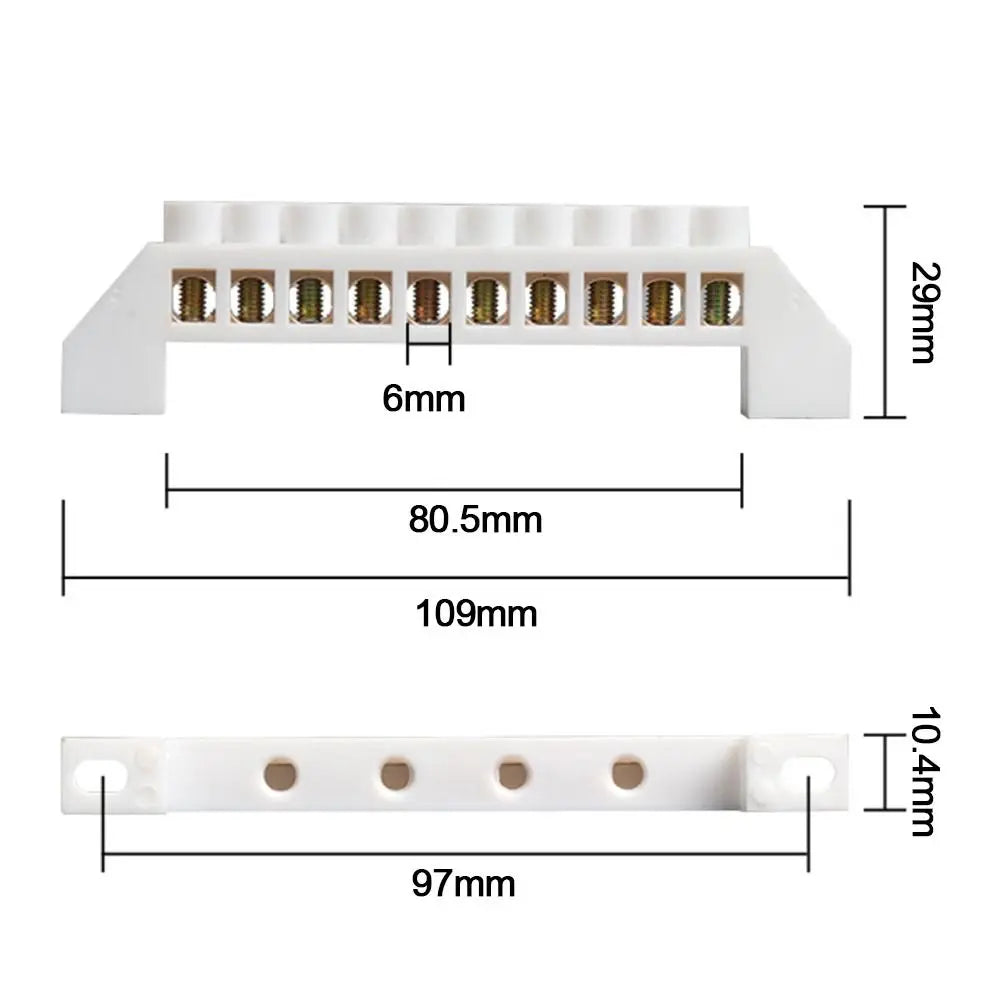 Copper Ground Bar Terminal Block – 5 to 12 Hole Bridge Type Ground Bar Terminal Axl 10 Holes