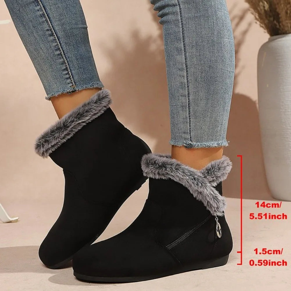 Women's Plush Snow Ankle Boots – Warm Slip-On Winter Boots Women's Snow Boots Axl