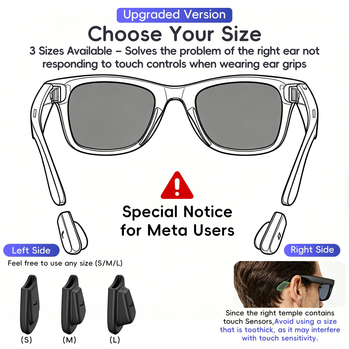 Anti-Slip Silicone Ear Grips for Ray-Ban Meta Smart Glasses Eyeglass Ear Grips Axl