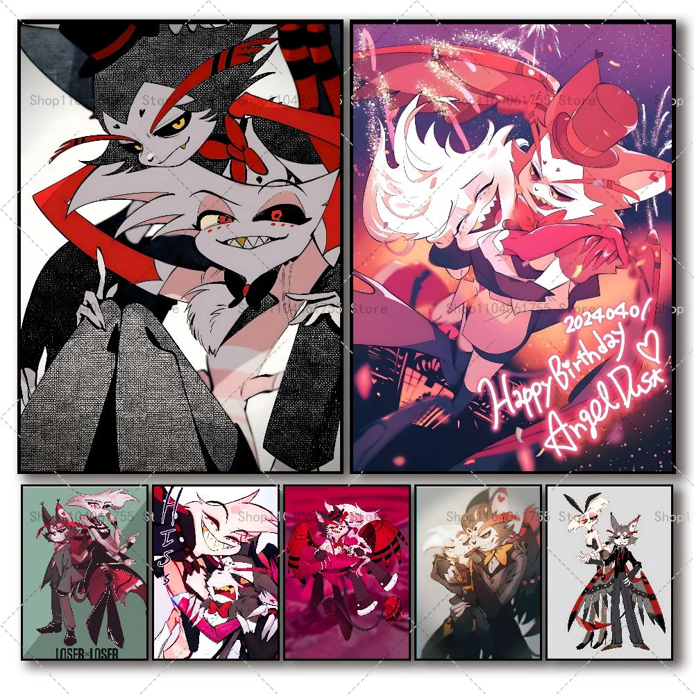 Hazbin Hotel Angel Dust & Alastor Wall Poster Sticker Wall Art Poster Axl